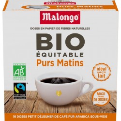 MALONGO CAFE Café dosettes Compatibles Malongo pur matin arabica bio (16 dosettes)