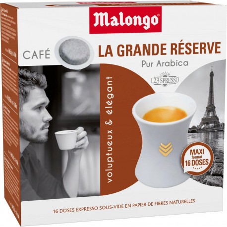 MALONGO CAFE Café dosettes Compatibles Malongo pur arabica (16 dosettes)