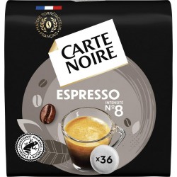 CARTE NOIRE Café dosettes Espresso n°8 compatibles Senseo (36 dosettes)