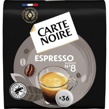 CARTE NOIRE Café dosettes Espresso n°8 compatibles Senseo (36 dosettes)