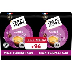 FORMAT SPECIAL CARTE NOIRE Café dosettes Corsé n°7 compatibles Senseo (les 2 paquets de dosettes) 48 48L