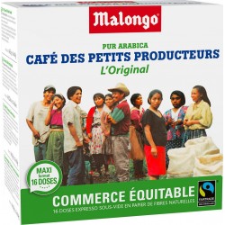 MALONGO CAFE Café dosettes Compatibles Malongo pur arabica (16 dosettes)