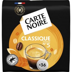 CARTE NOIRE Café dosettes Classique n°5 compatibles Senseo (36 dosettes)