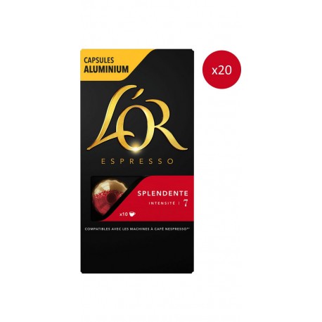 L OR ESPRESSO Café Capsules Splendente Intensité 7 Compatibles Nespresso L'OR ESPRESSO (lot de 20 boîtes de 10) CAPSULES L