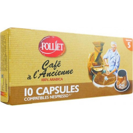 FOLLIET Café capsules Compatibles Nespresso à l'ancienne (10 capsules)