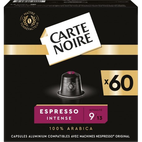 CARTE NOIRE Café capsules Espresso Intense n°9 compatibles Nespresso (60 capsules)