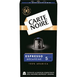 CARTE NOIRE Café capsules Décaféiné n°5 compatibles Nespresso (10 capsules)