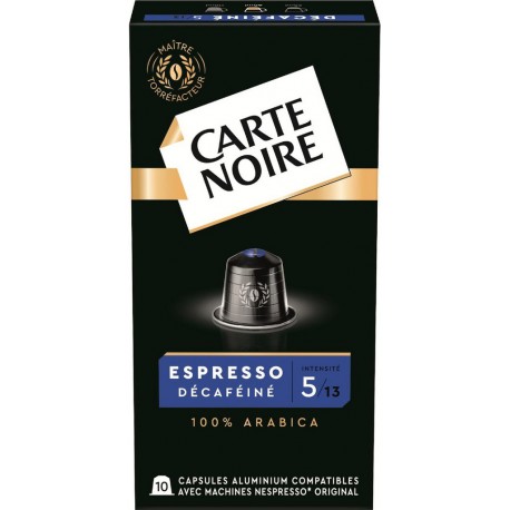 CARTE NOIRE Café capsules Décaféiné n°5 compatibles Nespresso (10 capsules)