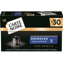 CARTE NOIRE Café capsules Décaféiné n°5 compatibles Nespresso (30 capsules)