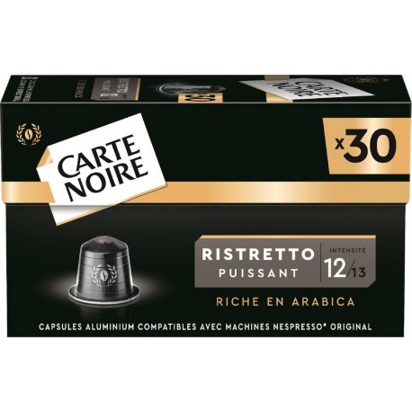 CARTE NOIRE Café capsules Ristretto Puissant n°12 compatibles Nespresso (30 capsules)