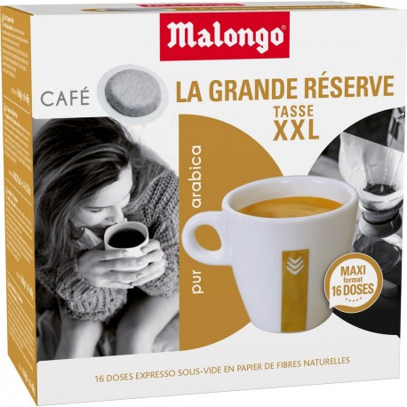 MALONGO CAFE Café dosettes Compatibles Malongo Espresso la grande réserve tasse (16 dosettes)