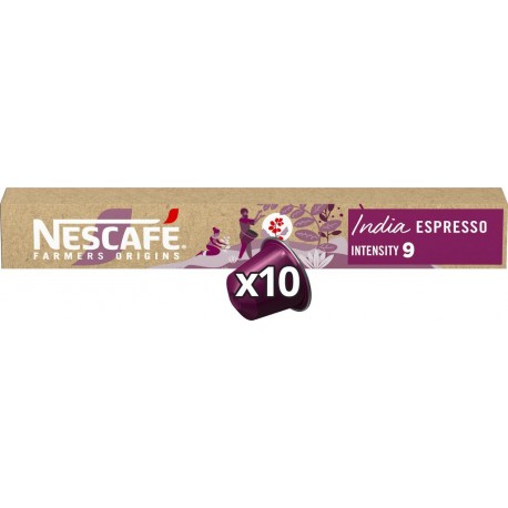 NESCAFE FARMERS ORIGINS Capsules de café India Espresso intensité 9 (10 capsules)