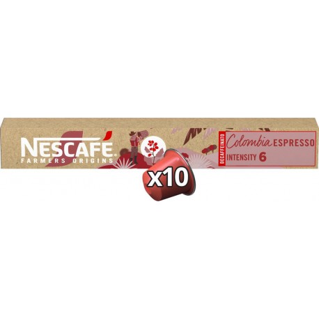 NESCAFE FARMERS ORIGINS Capsules de café Colombia Espresso Décaf intensité 6 (10 capsules)