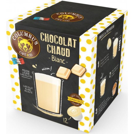 COLUMBUS Capsules Café Compatible Dolce Gusto au Chocolat blanc (12 capsules)