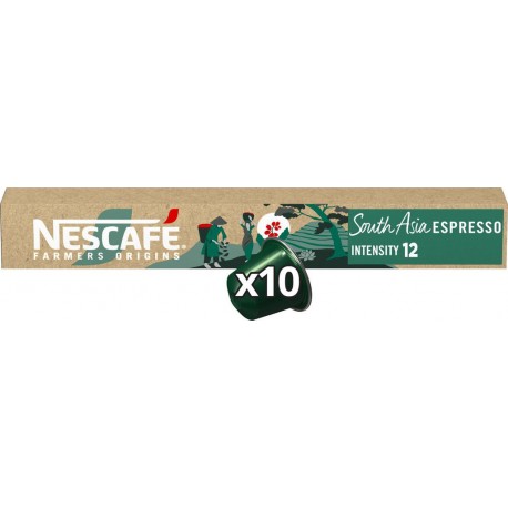 NESCAFE FARMERS ORIGINS Capsules de café South Asia Espresso intensité 12 (10 capsules)