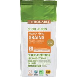 ETHIQUABLE Café en grains pur arabica Pérou Bio (1 kg)