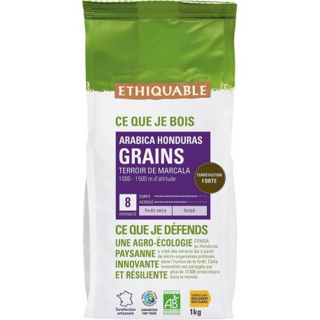 ETHIQUABLE Café en grains pur arabica Honduras Bio (1 kg)