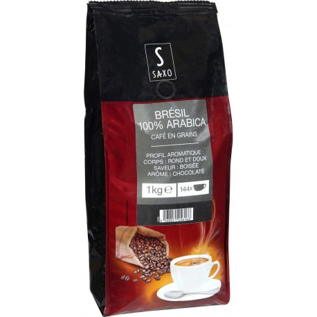 SAXO Café grains Brésil 100% arabica le paquet d' 1KG 1L