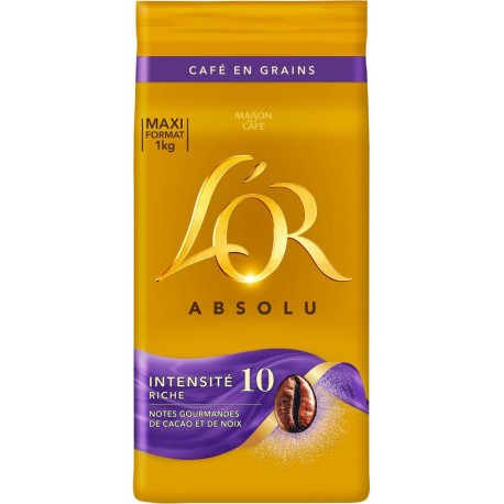 L OR Café en grains intensité 10 L'OR 1KG 1L