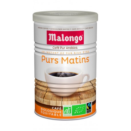 MALONGO Café moulu Les Purs Matins allégé pur arabica bio (250 g)