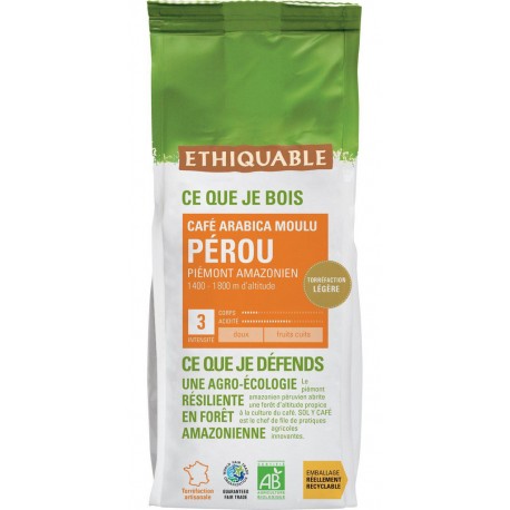 ETHIQUABLE Café moulu pur arabica Perou Bio (500 g)