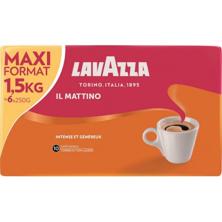 MAXI FORMAT LAVAZZA Café moulu Il Mattino (les 6 paquets de 250) G L