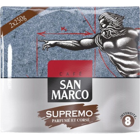 SAN MARCO Café moulu supremo (lot de 2 paquets de 250g)