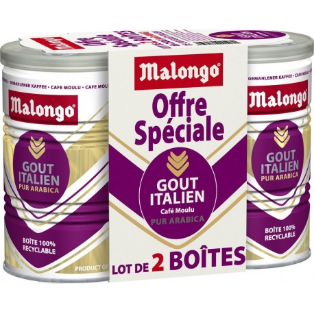 MALONGO Café moulu goût italien (les 2 boites de 250 g)