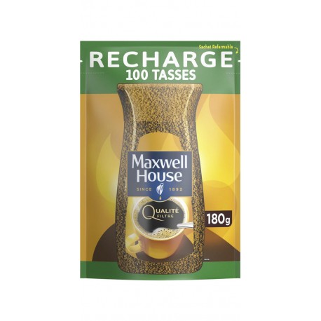 MAXWELL HOUSE Café soluble qualité filtre éco-recharge la recharge de 180G 180L