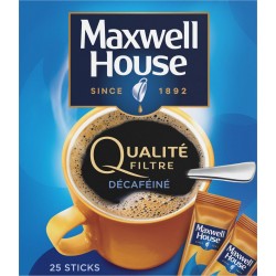 MAXWELL HOUSE Café soluble qualité filtre décaféiné (25) STICKS L