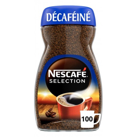 NESCAFE Café Soluble Sélection Décaféiné (le flacon de 200g 100 tasses)