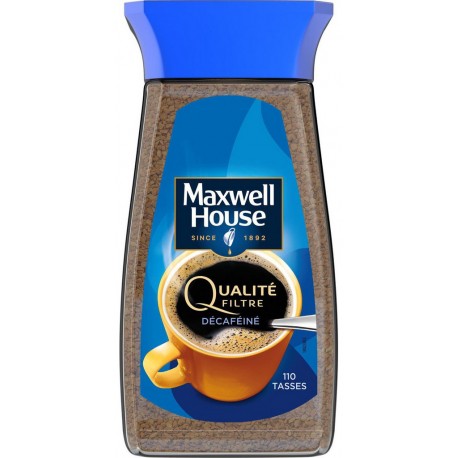 MAXWELL HOUSE Café soluble qualité filtre décaféiné le bocal de 200g