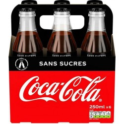 Coca-Cola sans sucres 25cl (pack de 6)