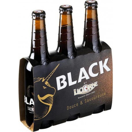 Licorne Bière black douce & savoureuse 33cl 6%vol. (lot de 2 packs de 3 soit 6 bouteilles)