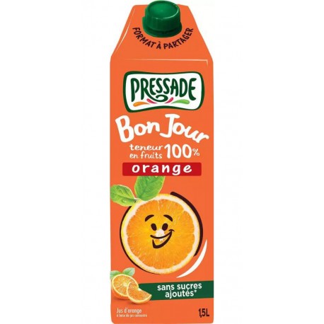 Pressade BON JOUR Orange 100% sans sucres ajoutés 1.5L