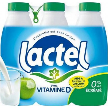 Lait Lactel Vitamine D écrémé 1L (lot de 24)