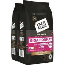 CARTE NOIRE Café en grains Classique 100% Arabica 2x1Kg GIGA FORMAT 2Kg